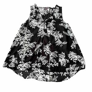 Vince Camuto Tank Top Sz S Black White Floral Sleeveless V Neck Summer Womens